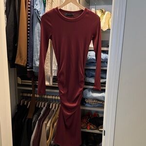 d’abea - Elegant Burgundy Ribbed Dress - S